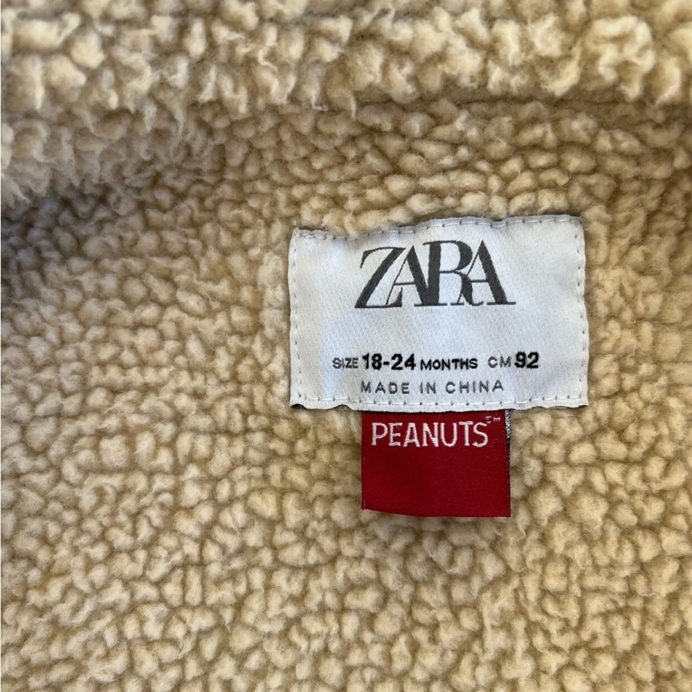 Zara peanuts Sherpa lined denim jacket